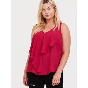 Torrid Georgette Flounce Tank Top Size 4X Beautiful Assymetrical Style Red